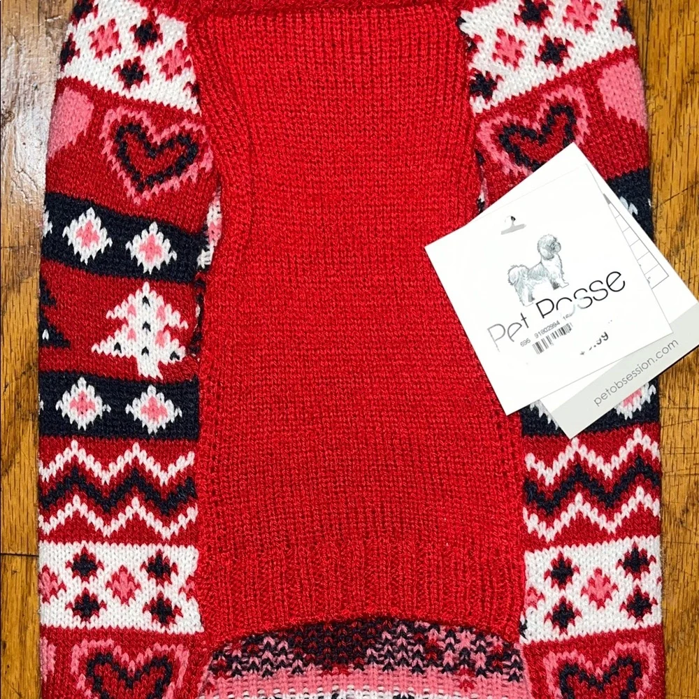 NWT Pet Posse Red and Pink Knit Dog Sweater Size Small